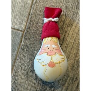Santa Claus Ornament Hand Painted Light Bulb Christmas Tree Holiday Gift Idea 5"